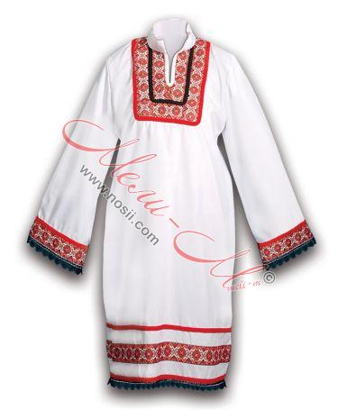 Women's traditional long shirt with folklore decoration